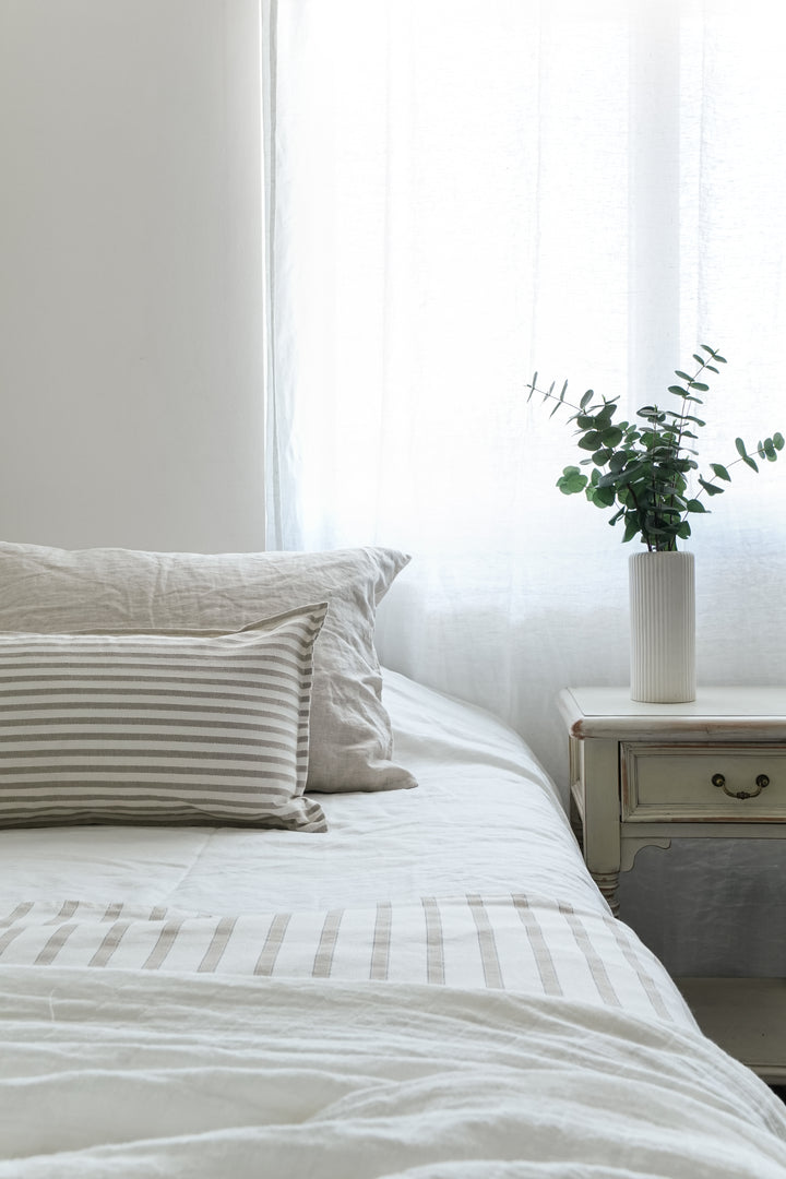 Funda de cojín líneas playa beige